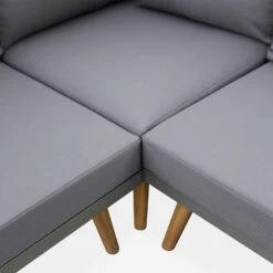 Salon De Jardin Bois 5 Places Couleur : Gris / Gris -Maison Meubles AC0012GY 03