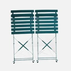 Chaise De Jardin Pliable Métal (lot De 2) Couleur : Bleu Canard -Maison Meubles BS2CHRBD 03