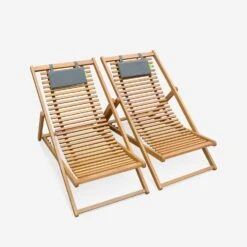 Chilienne Bois Eucalyptus (lot De 2) -Maison Meubles ECDECKNATX2 01