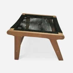 Chaise De Jardin En Bois Et Corde Avec Repose Pieds Couleur : Noir -Maison Meubles ECRLXROPEBK 04