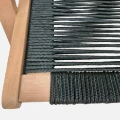 Chaise De Jardin En Bois Et Corde Avec Repose Pieds Couleur : Noir -Maison Meubles ECRLXROPEBK 05