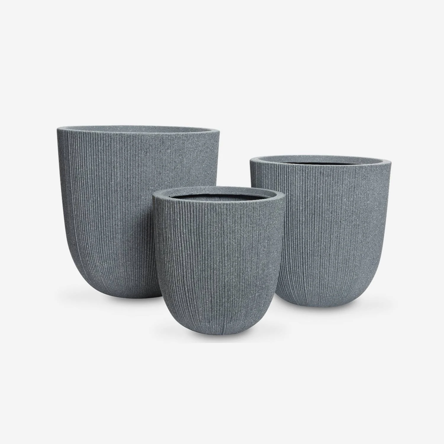 Cache-pots Plastique (lot De 3) Couleur : Gris Foncé 4 Cache-pots Plastique (lot De 3) Couleur : Gris Foncé – Image 4