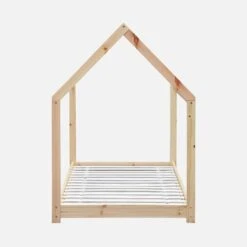 Lit Cabane Enfant 90 X 190 Cm En Pin Naturel, Sommier Inclus Couleur : Naturel -Maison Meubles IBEDHOUSENAT 02