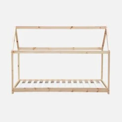 Lit Cabane Enfant 90 X 190 Cm En Pin Naturel, Sommier Inclus Couleur : Naturel -Maison Meubles IBEDHOUSENAT 03