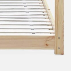 Lit Cabane Enfant 90 X 190 Cm En Pin Naturel, Sommier Inclus Couleur : Naturel -Maison Meubles IBEDHOUSENAT 04