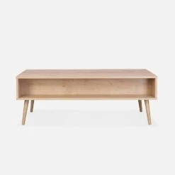 Table Basse Scandinave En Cannage, 1 Tiroir Couleur : Naturel -Maison Meubles IBOCOFTABLE 04