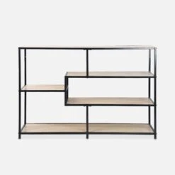 Etagère Bibliothèque Industrielle Métal Et Effet Bois 5 Niveaux -Maison Meubles ILFSHELF78BN 02