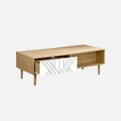 Table Basse Effet Bois Naturel Couleur : Blanc 9 Table Basse Effet Bois Naturel Couleur : Blanc -Maison Meubles IMKCOFTABLEWH 02