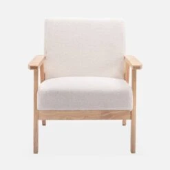 Fauteuil Scandinave Bouclettes Et Bois D'hévéa -Maison Meubles ISKACLS1BOUCL 02