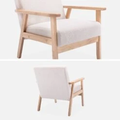 Fauteuil Scandinave Bouclettes Et Bois D'hévéa -Maison Meubles ISKACLS1BOUCL 03