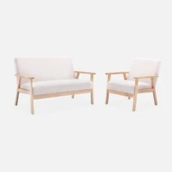 Fauteuil Scandinave Bouclettes Et Bois D'hévéa -Maison Meubles ISKACLS1BOUCL 05