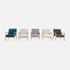 Fauteuil Scandinave Bouclettes Et Bois D'hévéa -Maison Meubles ISKACLS1BOUCL 06