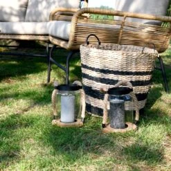 Lanterne En Verre, Anse En Corde Intérieur/extérieur (lot De 2) -Maison Meubles LANT19ROPEX2 04