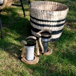 Lanterne En Verre, Anse En Corde Intérieur/extérieur (lot De 2) -Maison Meubles LANT19ROPEX2 05