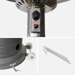 Parasol Chauffant Gaz 13kW Couleur : Gris -Maison Meubles PC12KDSGY 04