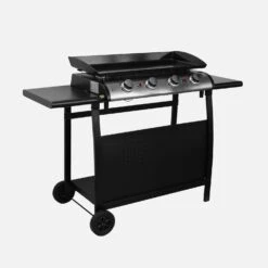 Plancha Gaz 4 Brûleurs Inox 10kW Avec Chariot -Maison Meubles PH1004TROLLEY 01