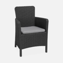 Fauteuil De Jardin Imitation Rotin Couleur : Graphite / Gris