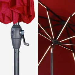 Parasol LED Rond 2.7m Couleur : Rouge 9 Parasol LED Rond 2.7m Couleur : Rouge -Maison Meubles PU300LEDRED 05