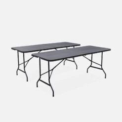 Tables De Réception Pliable Plastique (lot De 2) Couleur : Gris Foncé -Maison Meubles RECPL180X70X2DG 01