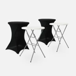 Table Mange Debout Pliable Avec Housse De Protection (lot De 2) Couleur : Noir -Maison Meubles RECPL80X2BKCOV 01