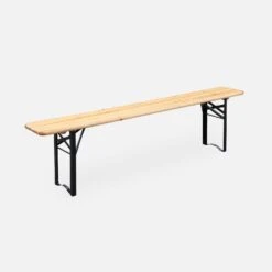Table Bois + 2 Bancs Pliable, 6 Places 14 Table Bois + 2 Bancs Pliable, 6 Places -Maison Meubles RECWD180SET 02
