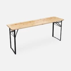 Table Bois + 2 Bancs Pliable, 6 Places 18 Table Bois + 2 Bancs Pliable, 6 Places -Maison Meubles RECWD180SET 03