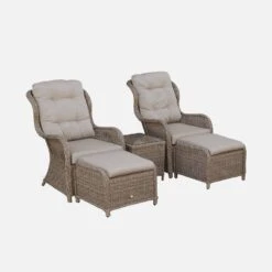 Fauteuil De Jardin Avec Repose Pieds Résine Tressée Ronde (lot De 2) 9 Fauteuil De Jardin Avec Repose Pieds Résine Tressée Ronde (lot De 2) -Maison Meubles RWH2KINGGY 01