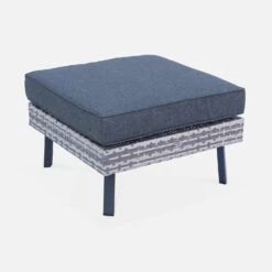 Salon De Jardin Résine Tressée Plate 5 Places Couleur : Nuances De Gris / Gris Foncé -Maison Meubles WKAF007MIXGY 05