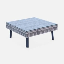 Salon De Jardin Résine Tressée Plate 5 Places Couleur : Nuances De Gris / Gris Foncé -Maison Meubles WKAF007MIXGY 06