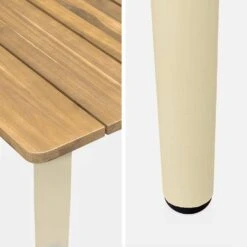 Table De Jardin Bois Et Métal + 4 Chaises En Corde Empilables Couleur : Ivoire / Beige -Maison Meubles ackd150ivo4rpbg f21bd5b30a4d5dffebc50dc77fe1f107
