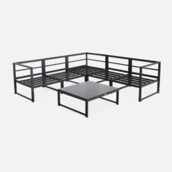 Salon De Jardin D'angle Aluminium 5 Places Couleur : Anthracite / Taupe -Maison Meubles af3004atbn 5007e0a96ab1f152f6ab34f24b51a895