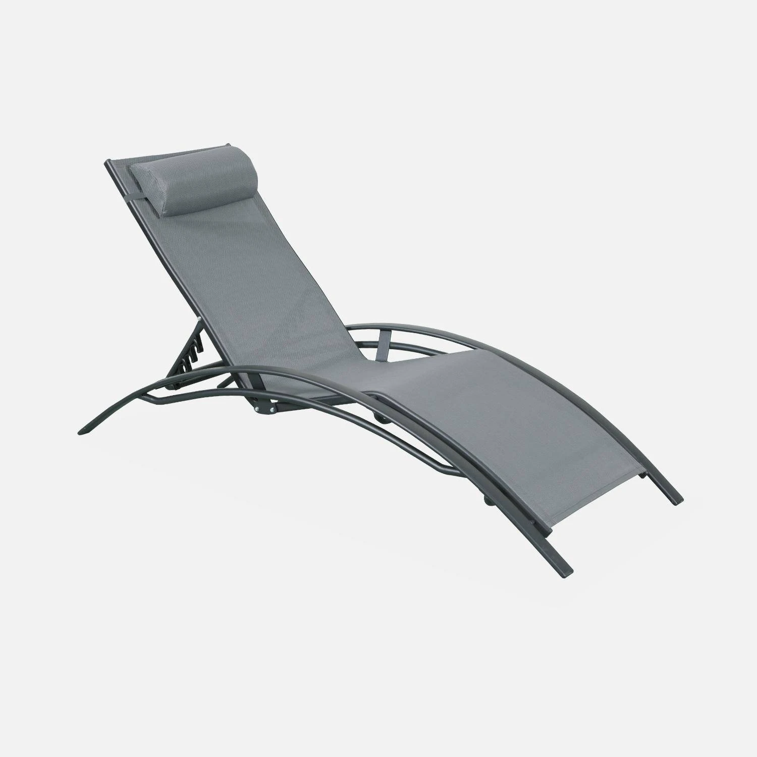 Bain De Soleil Aluminium Textilène, Multi Positions (lot De 2) Couleur : Anthracite / Gris 4 Bain De Soleil Aluminium Textilène, Multi Positions (lot De 2) Couleur : Anthracite / Gris – Image 4