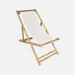 Chilienne Bambou , Toile Naturelle Pliable, Multi Positions -Maison Meubles bambchilx1nat 62561d19f755562abe3d85d4145e2e95