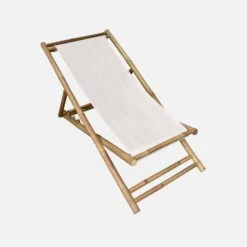 Chilienne Bambou , Toile Naturelle Pliable, Multi Positions -Maison Meubles bambchilx1nat ce3bbe8a6c7cf39de8494d4fe19ab5b0