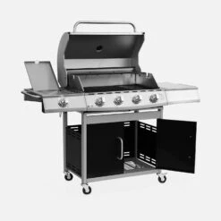 Barbecue Gaz 5 Brûleurs Dont 1 Feu Latéral Couleur : Noir -Maison Meubles bbq3594bk 2621c4a0cfa5f5d6e3caf641c2e85c42