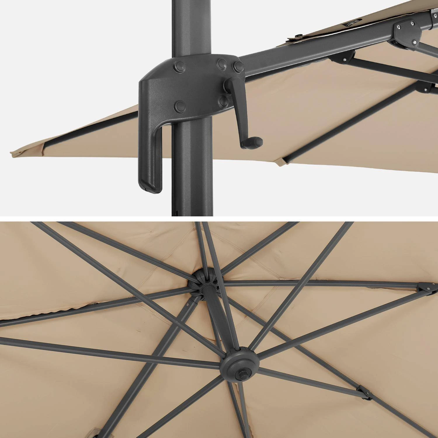 Parasol Déporté Rectangulaire 2x3m Couleur : Beige 6 Parasol Déporté Rectangulaire 2x3m Couleur : Beige – Image 6