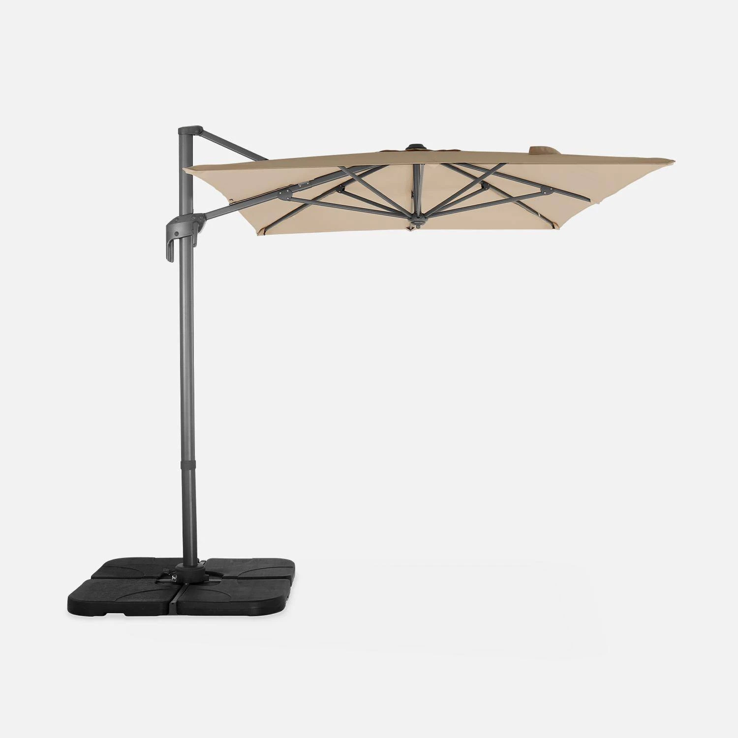 Parasol Déporté Rectangulaire 2x3m Couleur : Beige 3 Parasol Déporté Rectangulaire 2x3m Couleur : Beige – Image 3