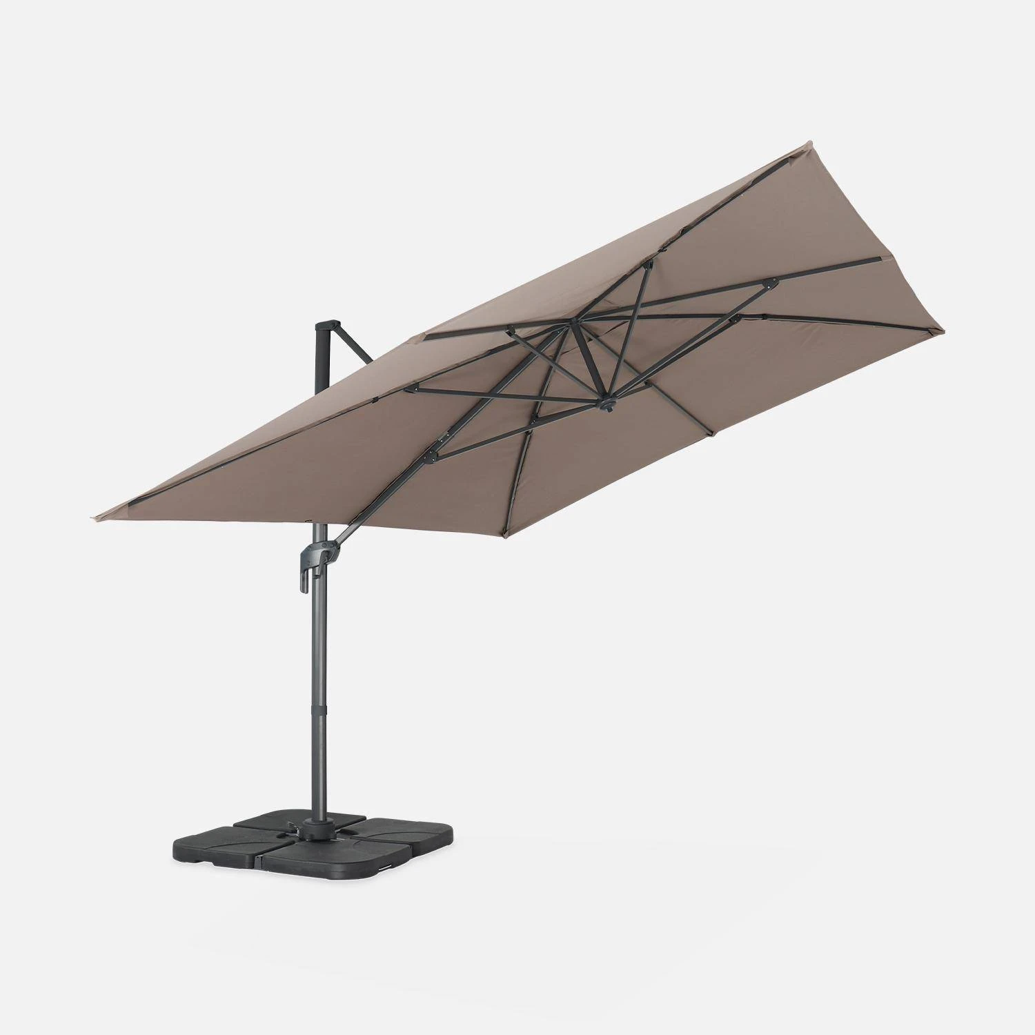 Parasol Déporté Rectangulaire 3x4m Couleur : Taupe 4 Parasol Déporté Rectangulaire 3x4m Couleur : Taupe – Image 4
