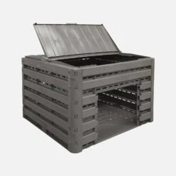 Lot De 2 Composteurs De Jardin Noirs, Plastique Recyclé, Double Ouverture, 400L -Maison Meubles compwd400lbkx2 b9b88e9e111aca43a3f2786e7dd824e6