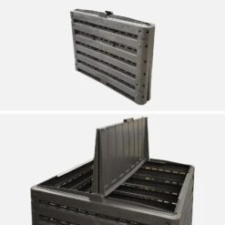 Lot De 2 Composteurs De Jardin Noirs, Plastique Recyclé, Double Ouverture, 400L -Maison Meubles compwd400lbkx2 c8524e6ab45473381a934826d0dd28d4