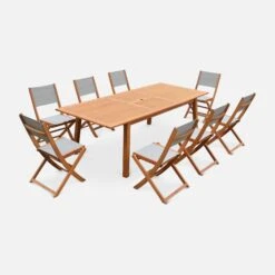 Table De Jardin Extensible Bois , 8 Chaises