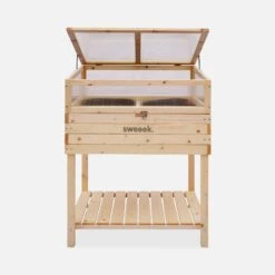 Carré Potager Sur Pieds En Bois Et Serre 80x60x109cm -Maison Meubles ghmini109 16c7476ed0357e4c1f36183ed047b265