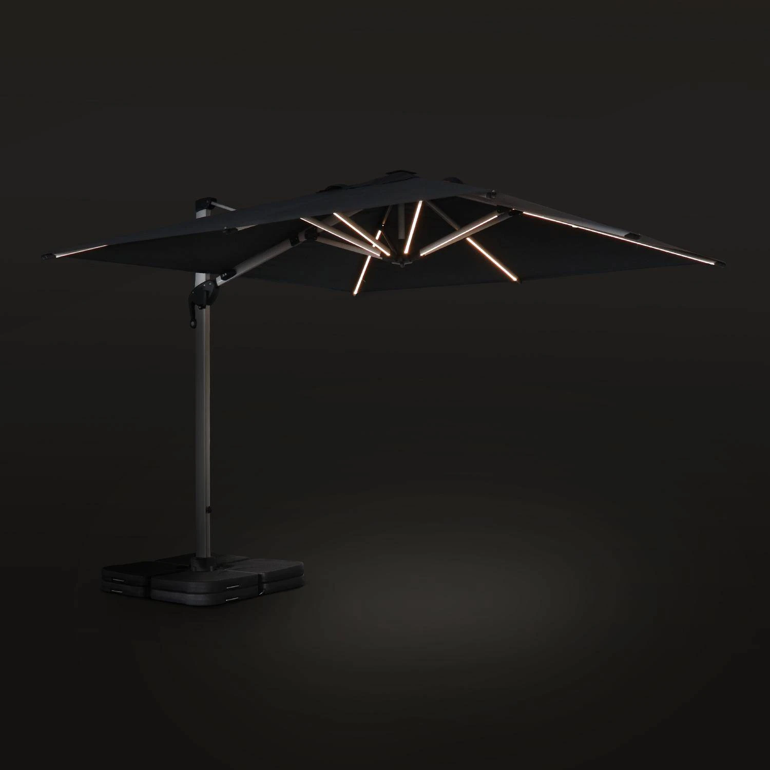 Parasol LED Déporté Carré 3x3m Couleur : Anthracite 4 Parasol LED Déporté Carré 3x3m Couleur : Anthracite – Image 4