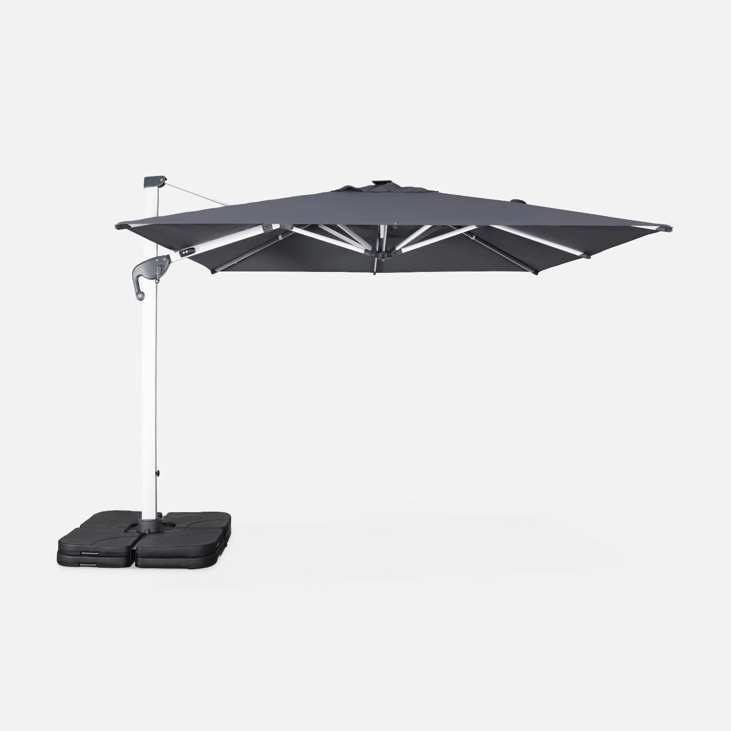 Parasol LED Déporté Carré 3x3m Couleur : Anthracite 2 Parasol LED Déporté Carré 3x3m Couleur : Anthracite – Image 2
