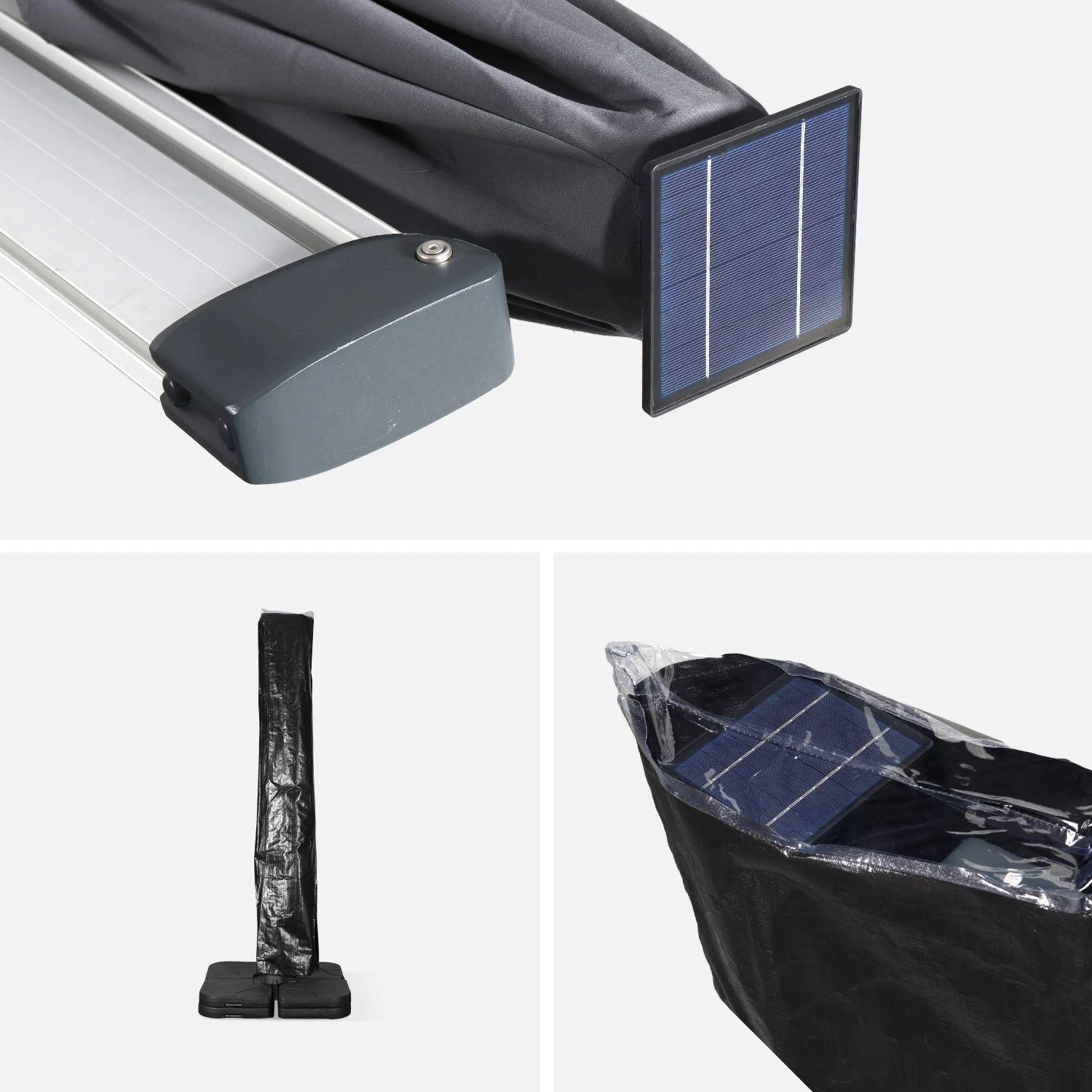 Parasol LED Déporté Carré 3x3m Couleur : Anthracite 8 Parasol LED Déporté Carré 3x3m Couleur : Anthracite – Image 8