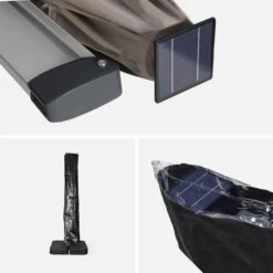 Parasol LED Déporté Rectangulaire 3x4m Couleur : Taupe -Maison Meubles hdu3x4ledbn 832ccde4db3d22eb9c46187353f00820