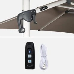 Parasol LED Déporté Rectangulaire 3x4m Couleur : Taupe -Maison Meubles hdu3x4ledbn a6f0cedf16071e15da44f8664c0aafe3