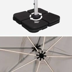 Parasol LED Déporté Carré 4x4m Couleur : Beige -Maison Meubles hdu4x4ledbg e745f827abc8d3809cde232dc490ed9f