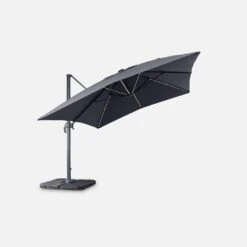Parasol LED Déporté Rectangulaire 3x4m Couleur : Gris -Maison Meubles hu3x4ledgy f03cd1d908214a862694ad1fac569c49
