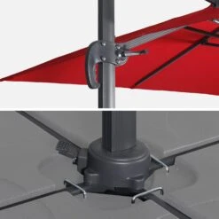 Parasol Déporté Rectangulaire 3x4m + Dalles à Lester 50x50cm Couleur : Rouge -Maison Meubles hukd3x4basered 5417aaf1487e972283fd4f1a08cde272